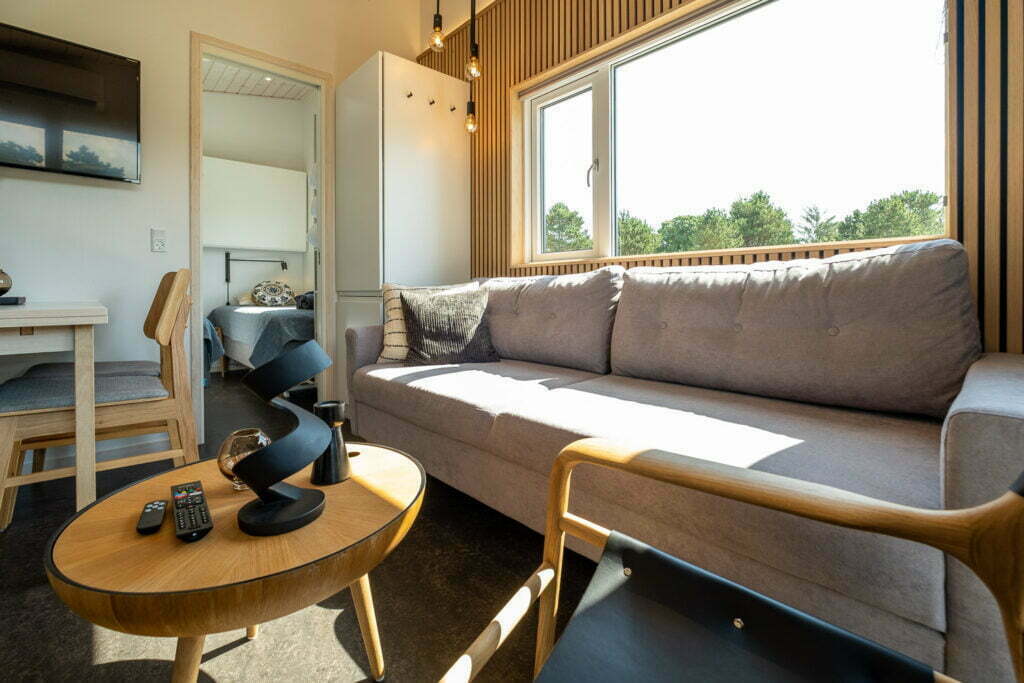 Stue i Premium Strandhytte på Feddet Strand Resort