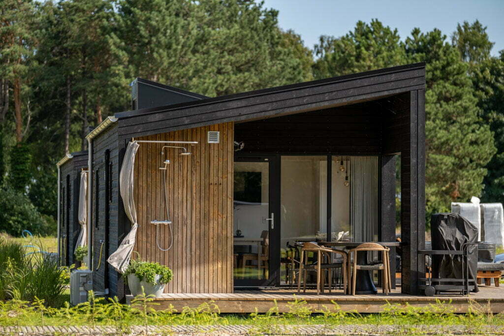 Udendørsbruser på Premium Strandhytte på Feddet Strand Resort