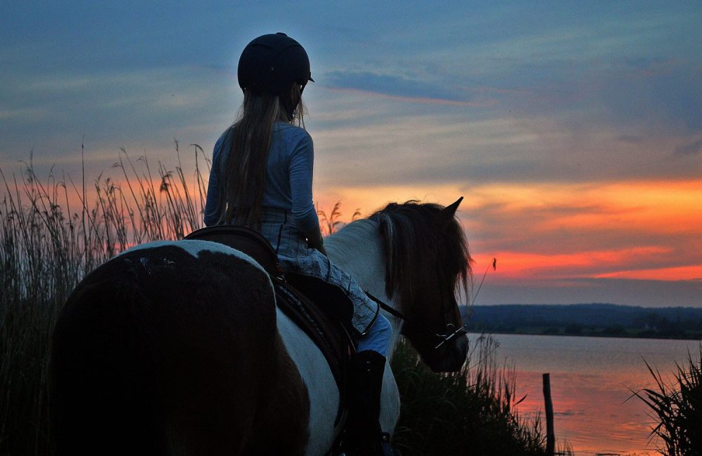 Ridetur i solnedgangen